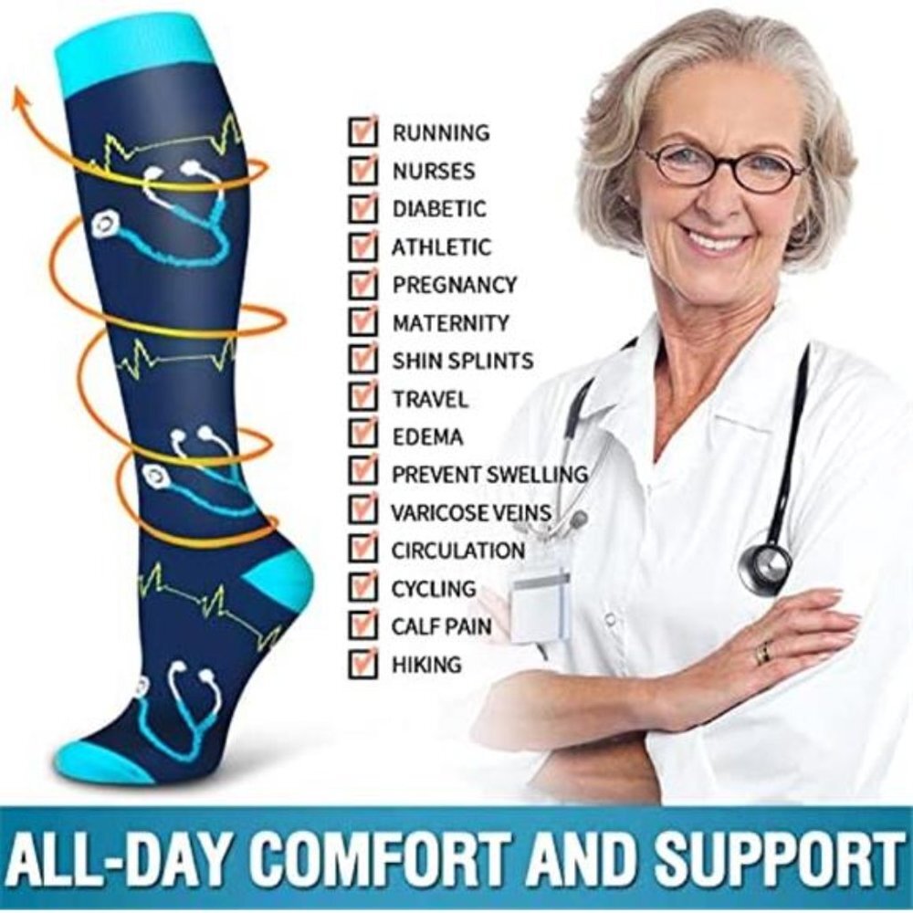 6 Pack Assorted Copper Compression Socks for Women - image 5